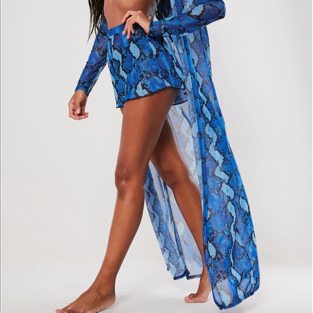 Snake skin print beach kimono and matching shorts